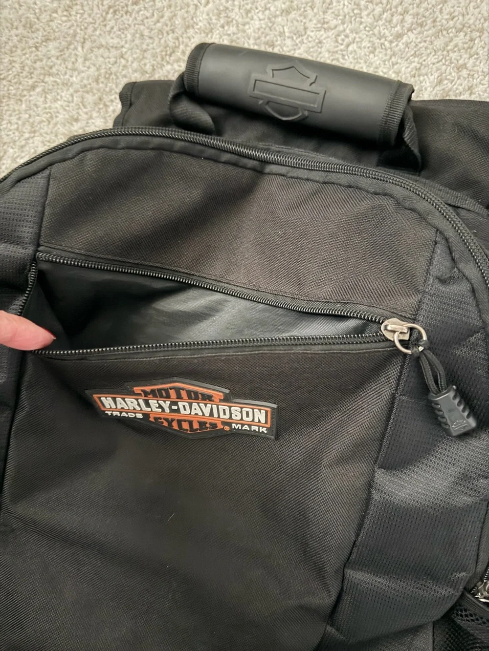 Harley-Davidson Black Backpack with Orange Logo Accent